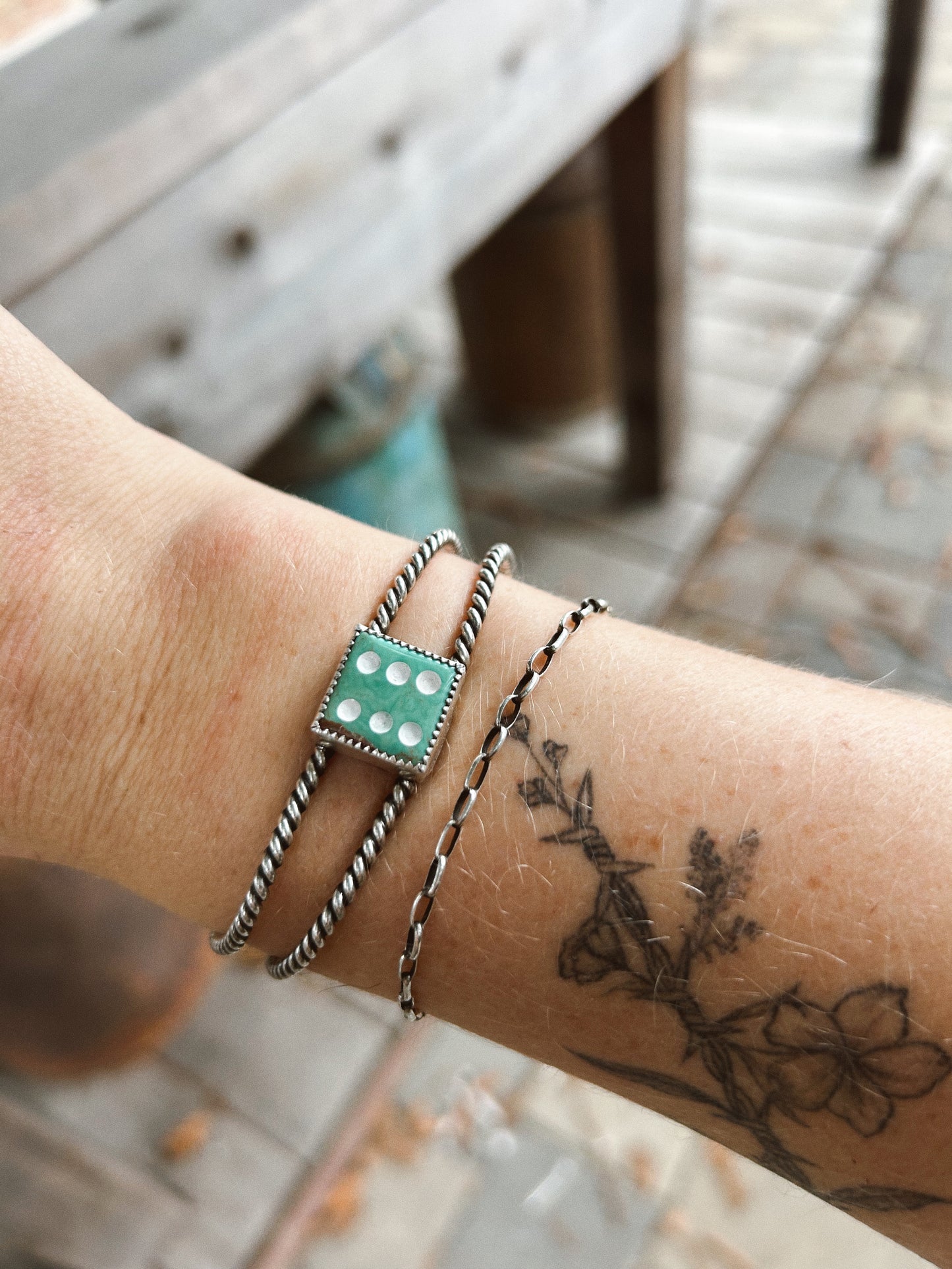The Turquoise Dice Twisted Cuff