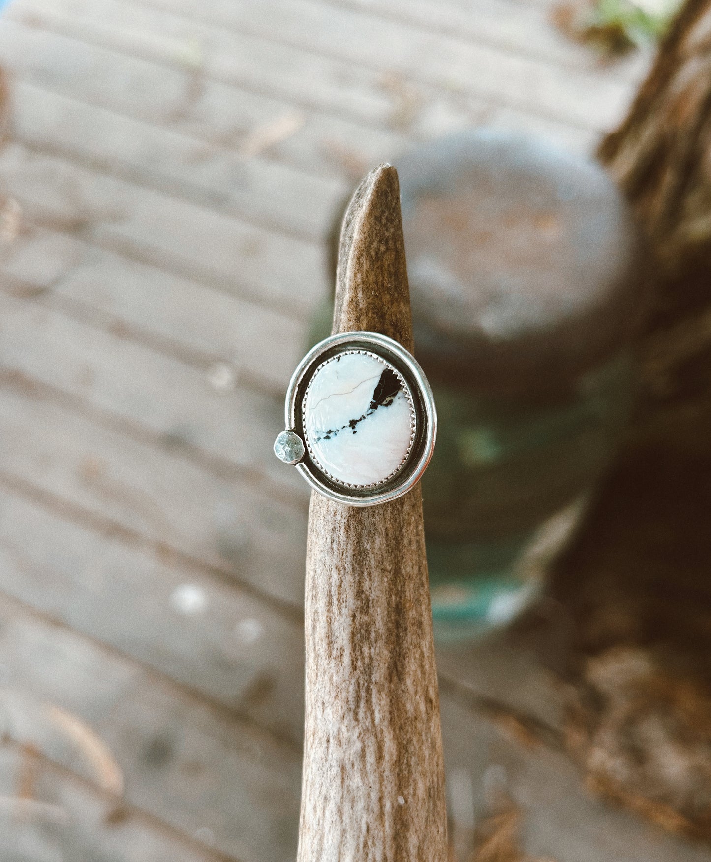 Statement White Buffalo Ring Size 8
