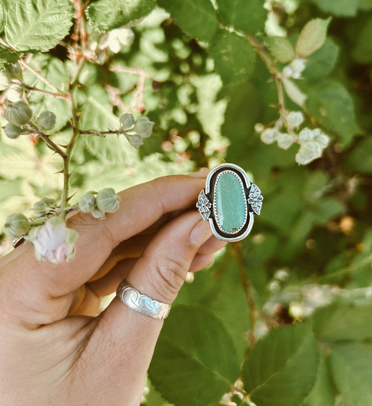The Green Flower Ring Size 9