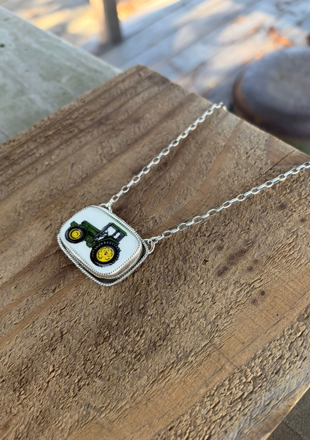 John Deere Tractor Necklace