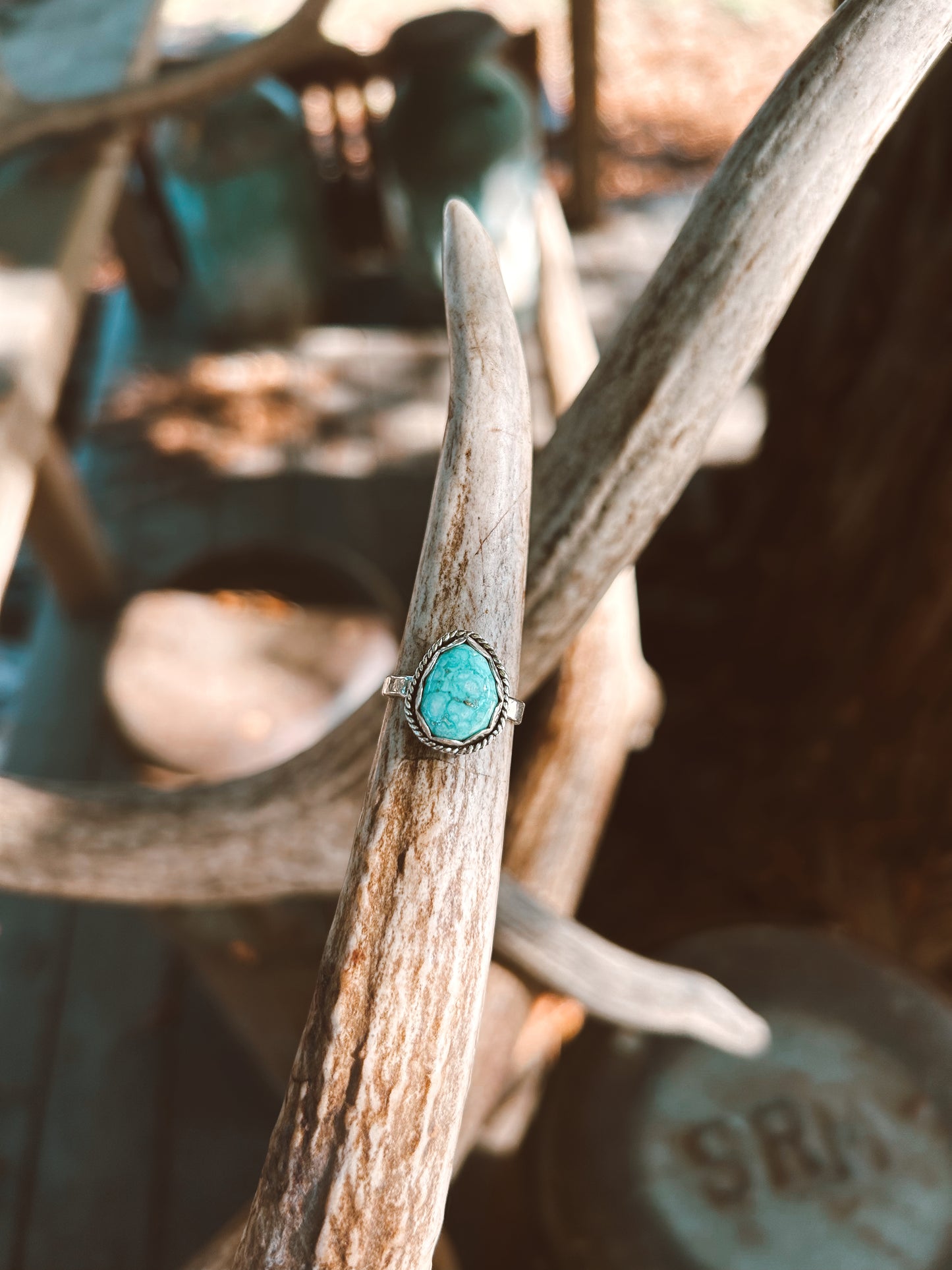 White Water Turquoise Turtle Shell ring