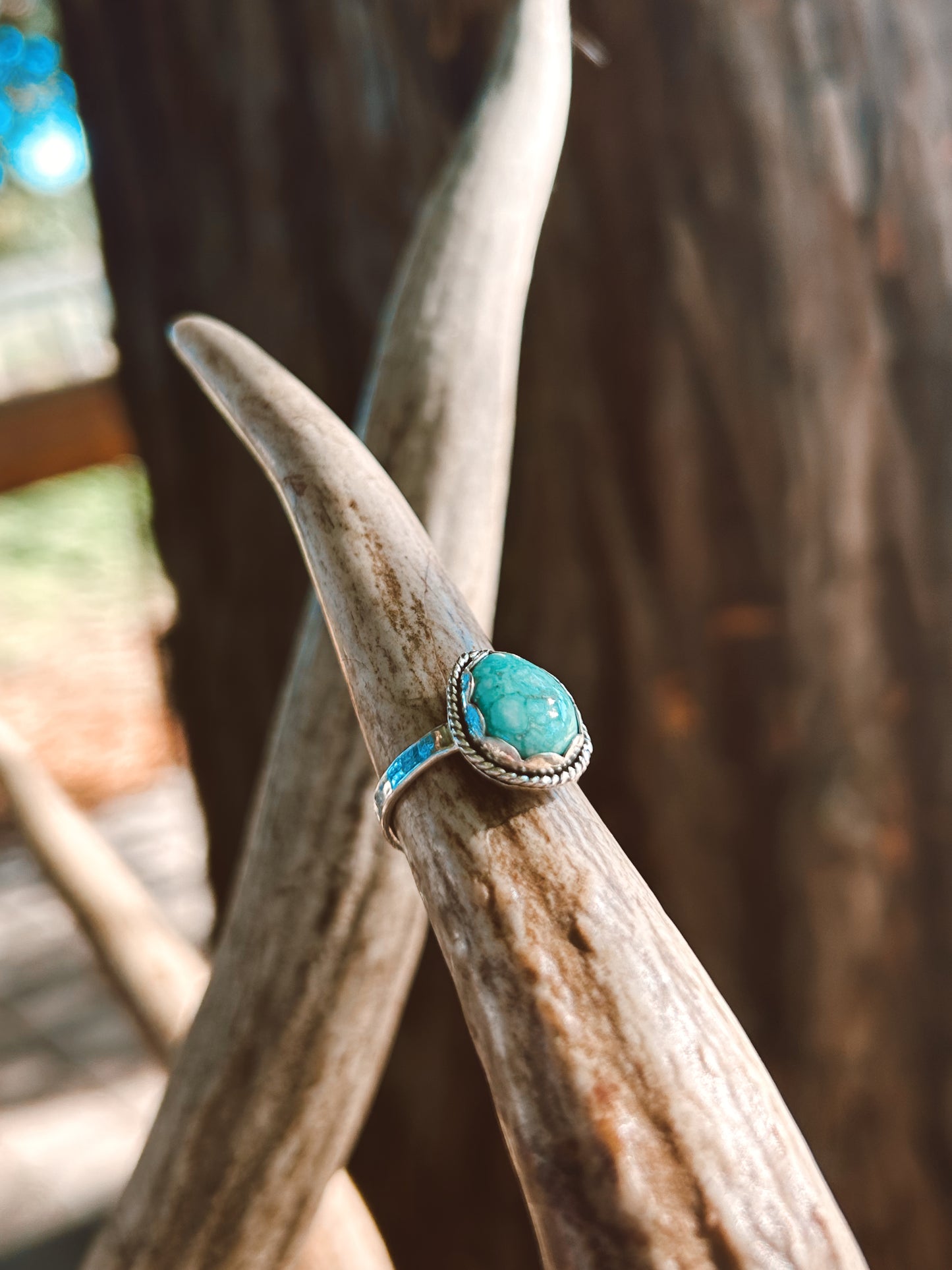 White Water Turquoise Turtle Shell ring