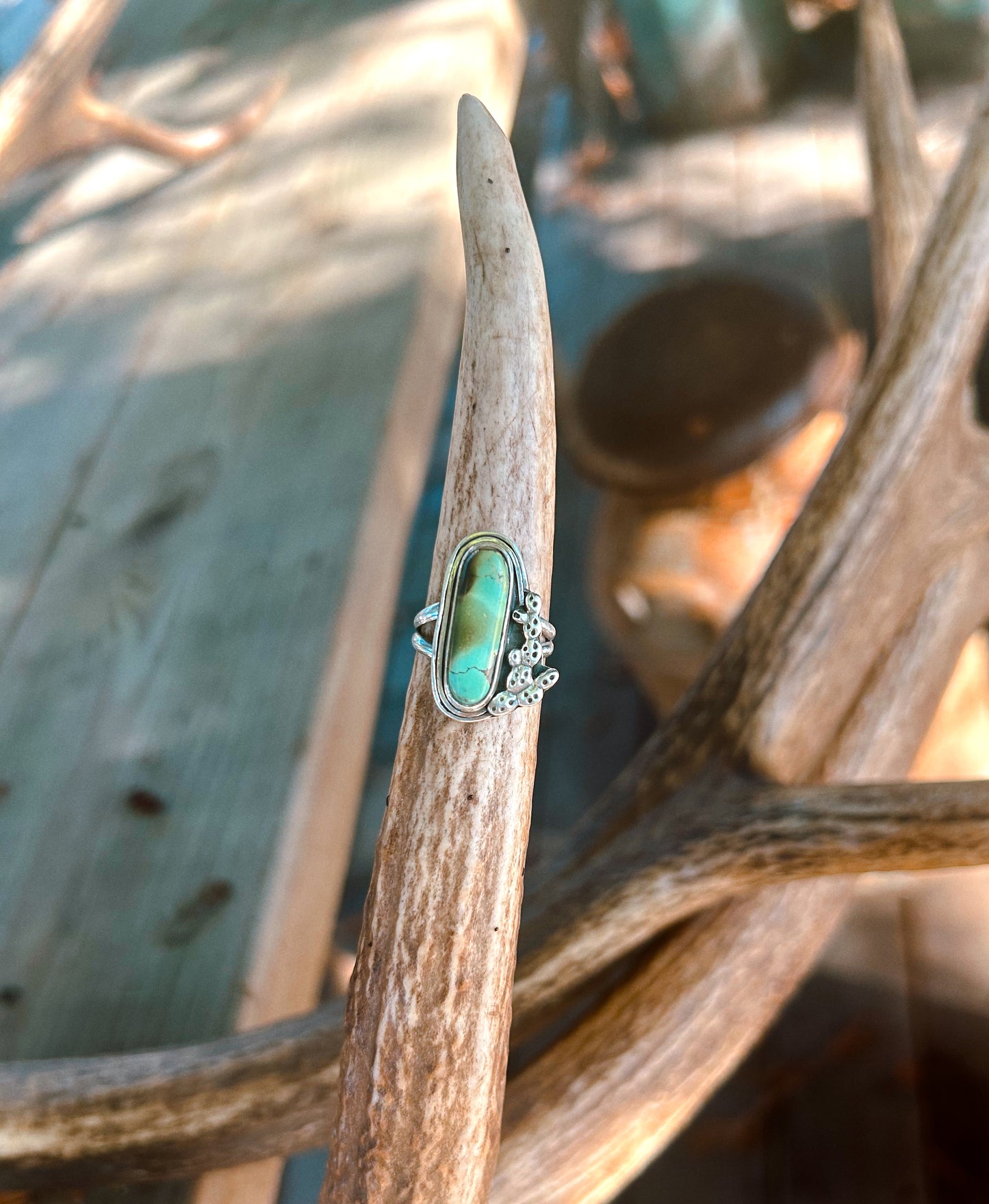 Hubei Turquoise Cactus Ring Size 7