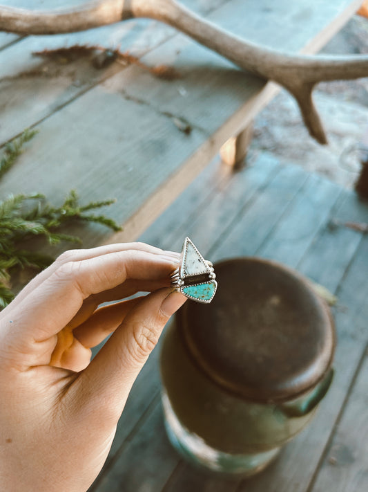 White Buffalo + Turquoise Ring Size 7 3/4