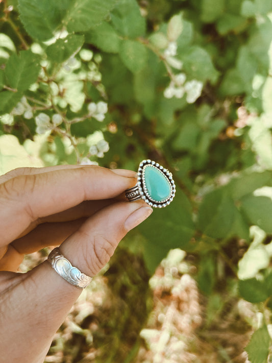 Green Beaded Ring Size 8