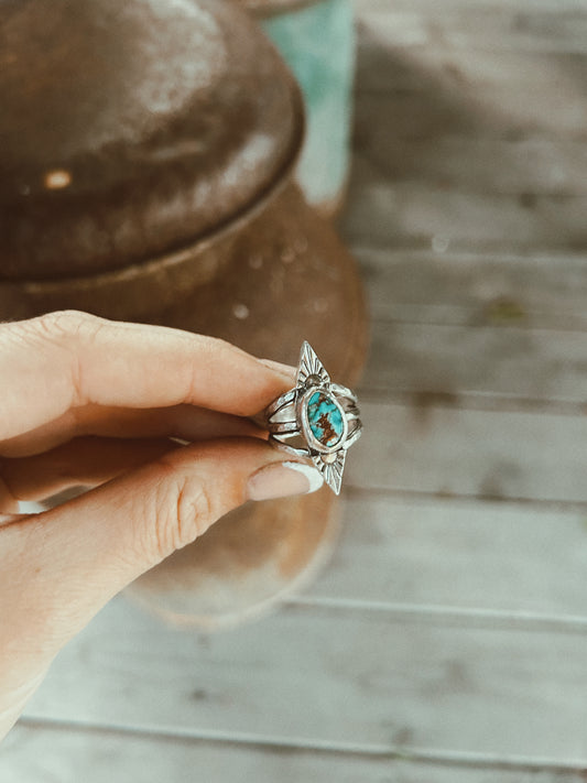 The Dark Blue Dagger Ring Size 7