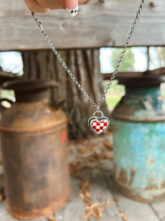 Checkered Heart Pendant