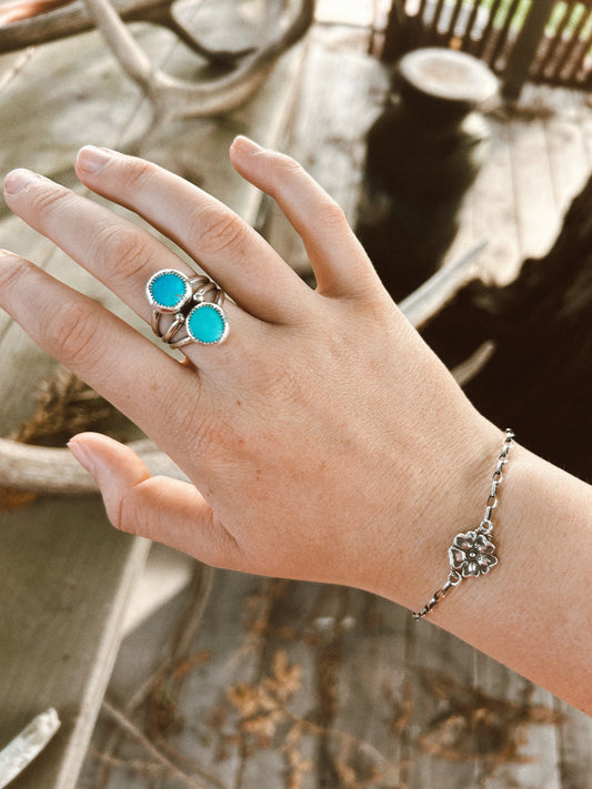 Double Turquoise Ring Size 8 1/3