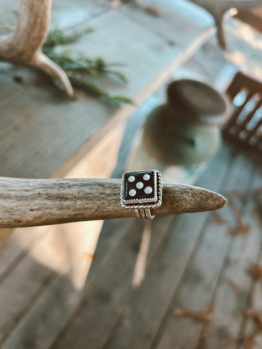 Black Dice Ring Size 6