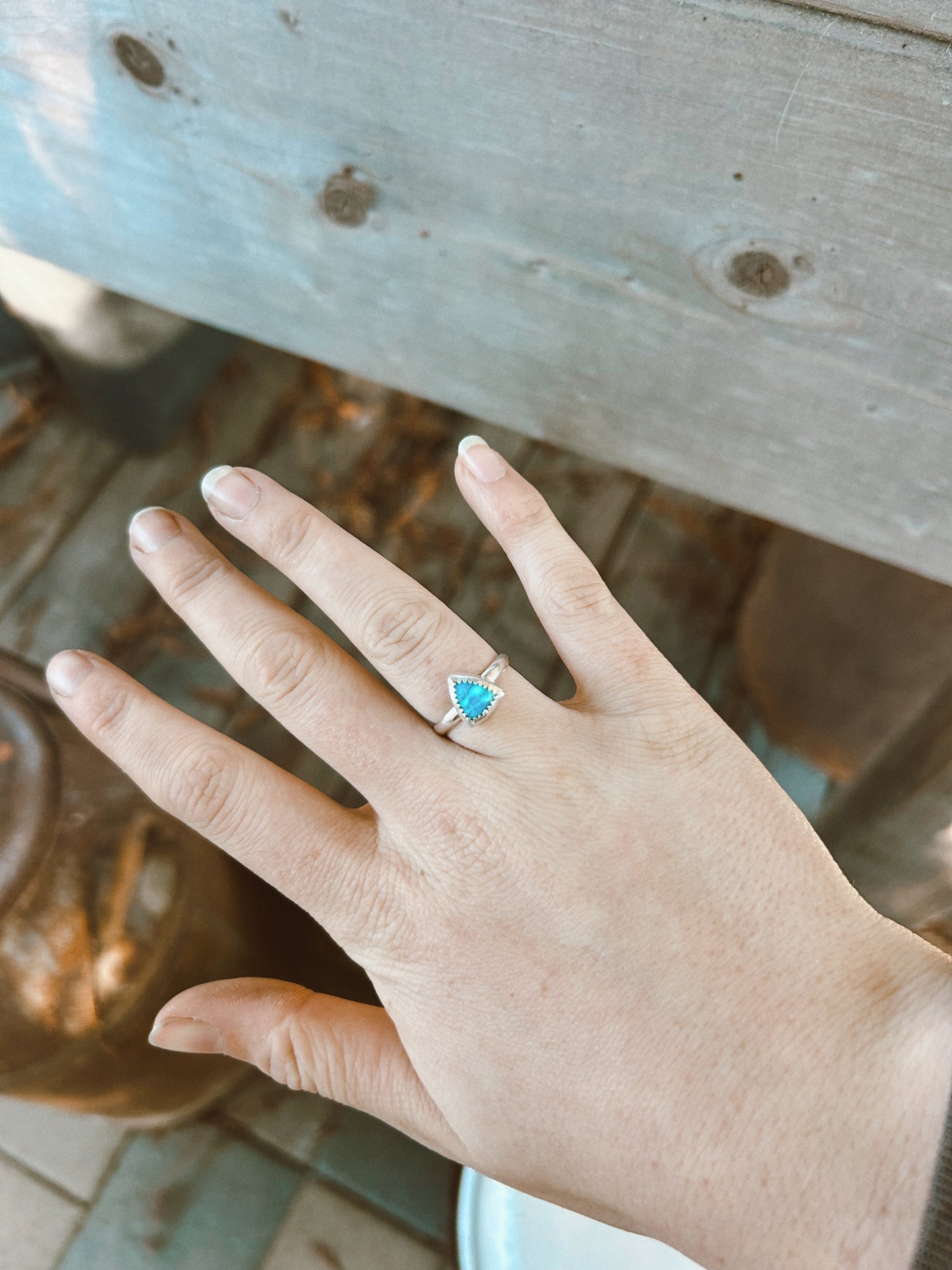 Small Triangle Turquoise Ring Size 6 1/2