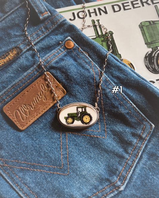 The John Deere Tractor Necklace Oval