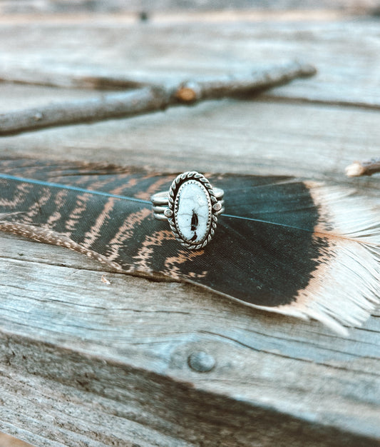 White Buffalo Ring Size 7 3/4