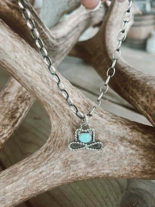 Turquoise Cowboy Hat Necklace