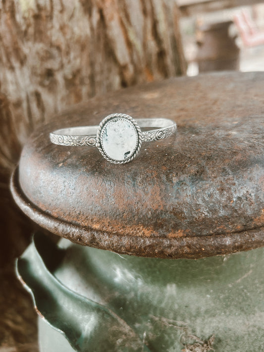 Floral White Buffalo Cuff