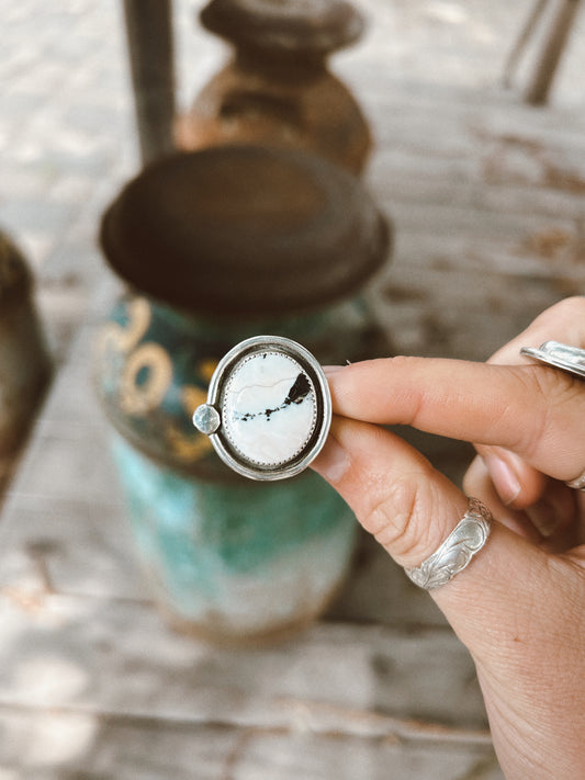 Statement White Buffalo Ring Size 8