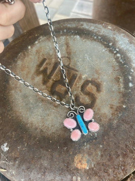 Butterfly Conch & Turquoise Necklace