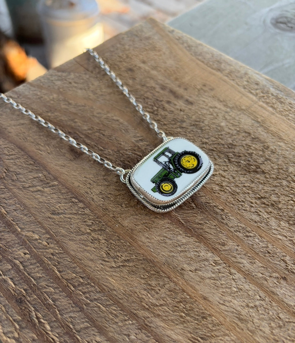 John Deere Tractor Necklace