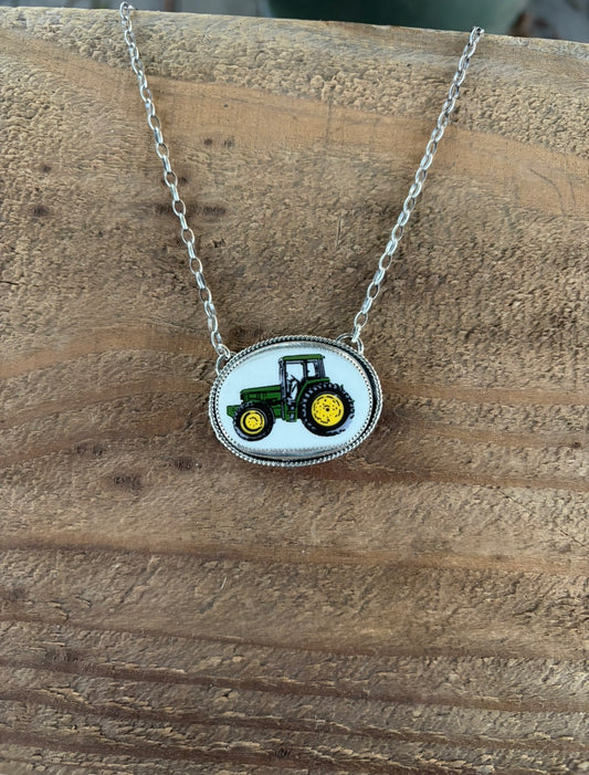 John Deere Tractor Necklace