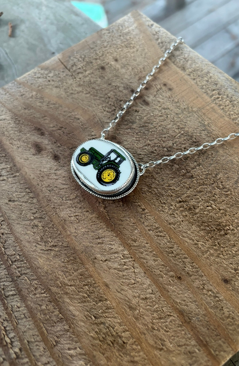 John Deere Tractor Necklace