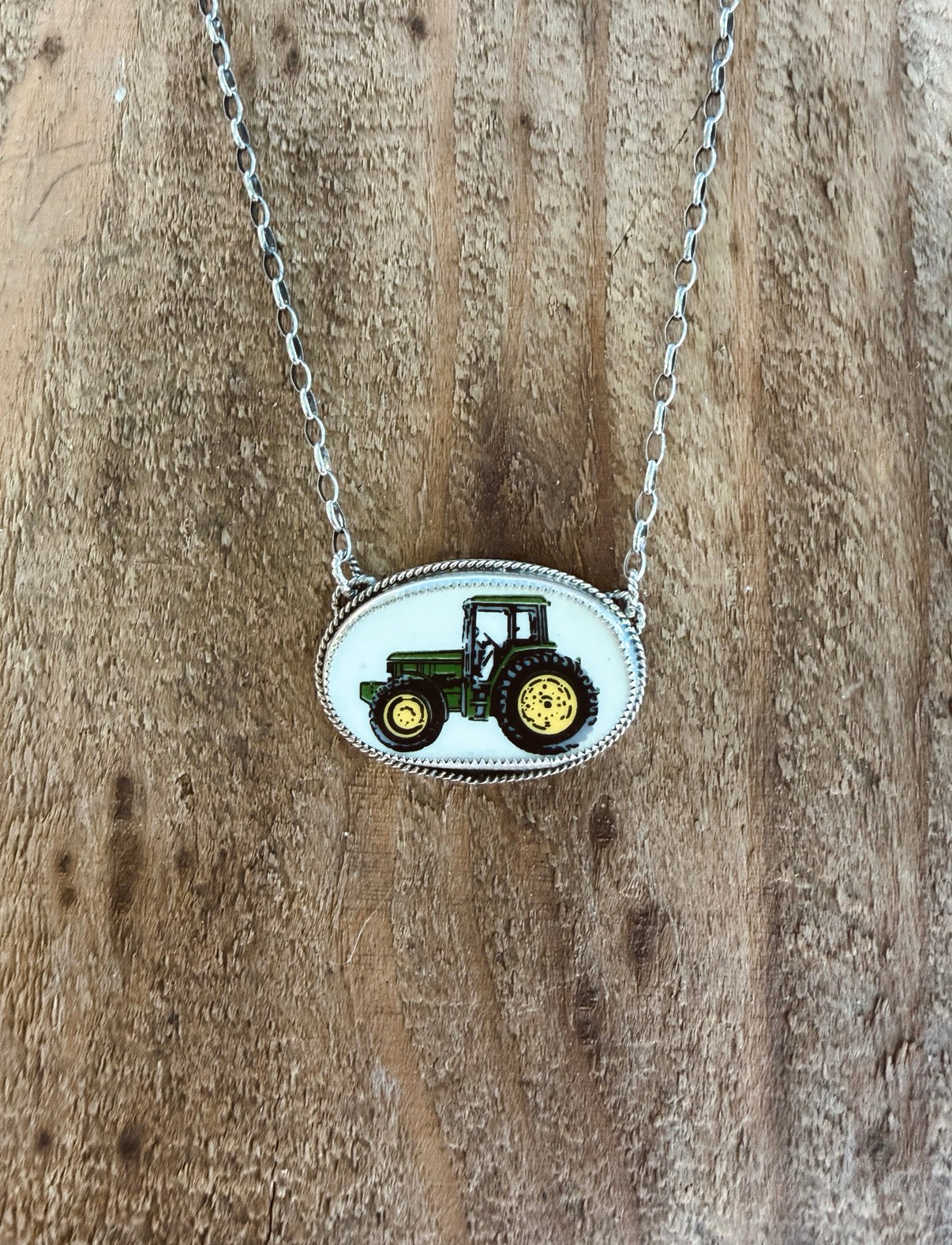 The John Deere Tractor Necklace (Oval #3)