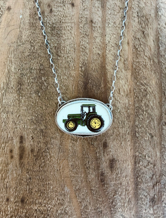 The John Deere Tractor Necklace (Oval #3)