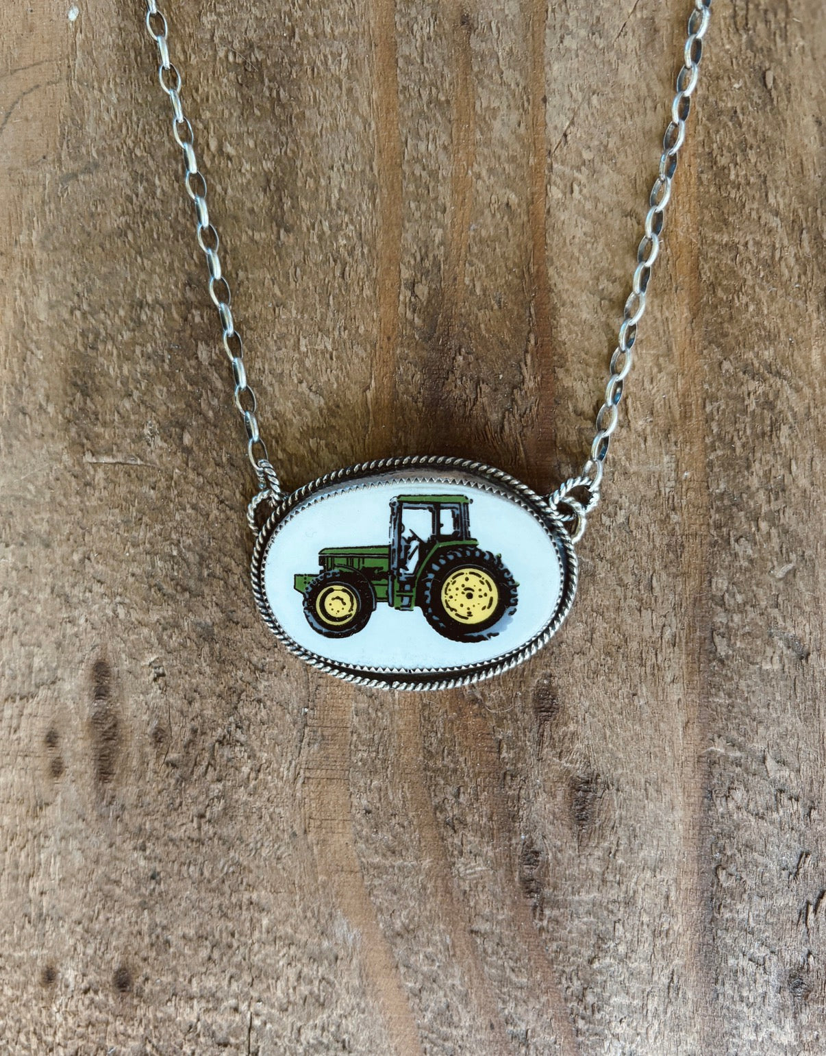 The John Deere Tractor Necklace (Oval #2)