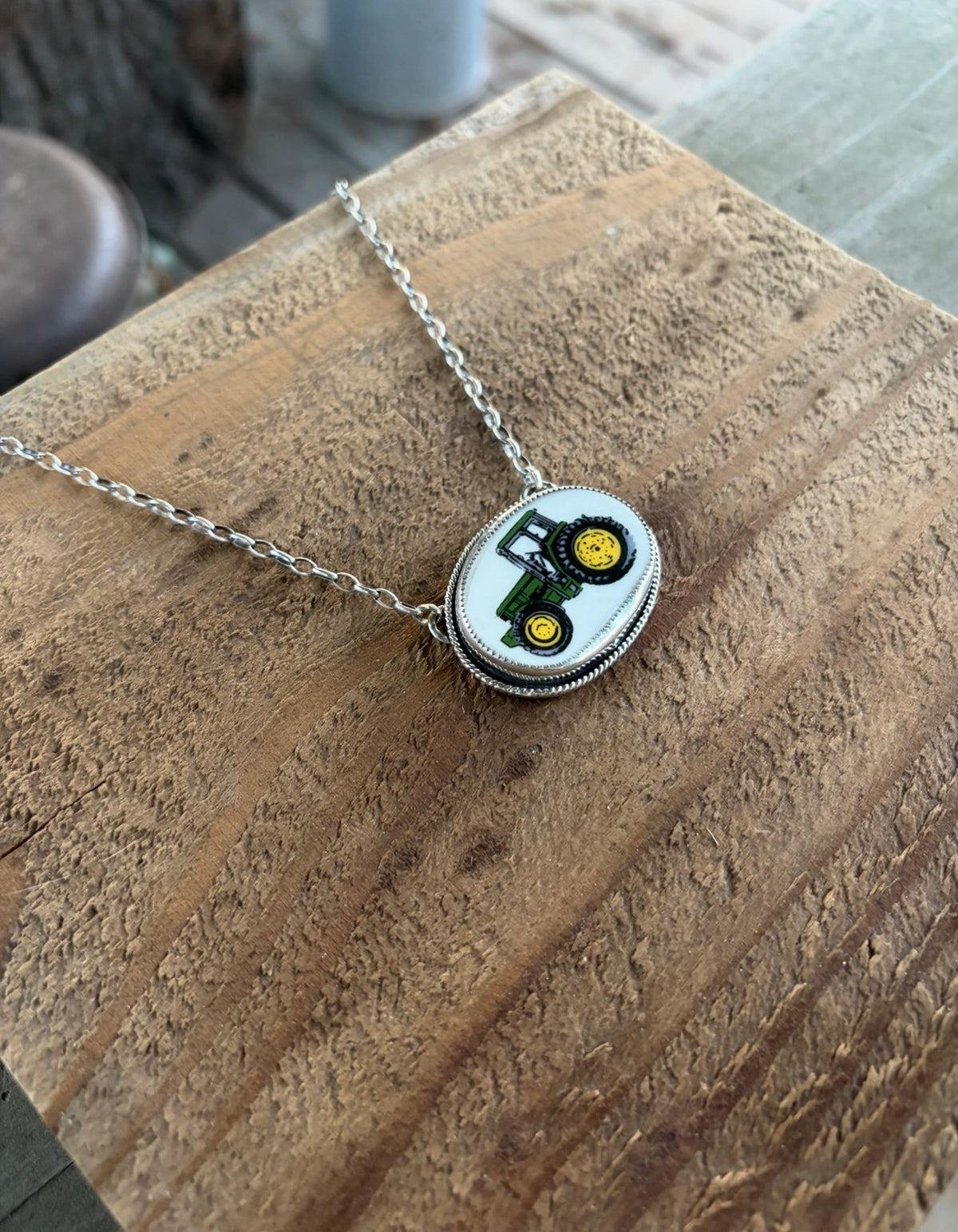 John Deere Tractor Necklace