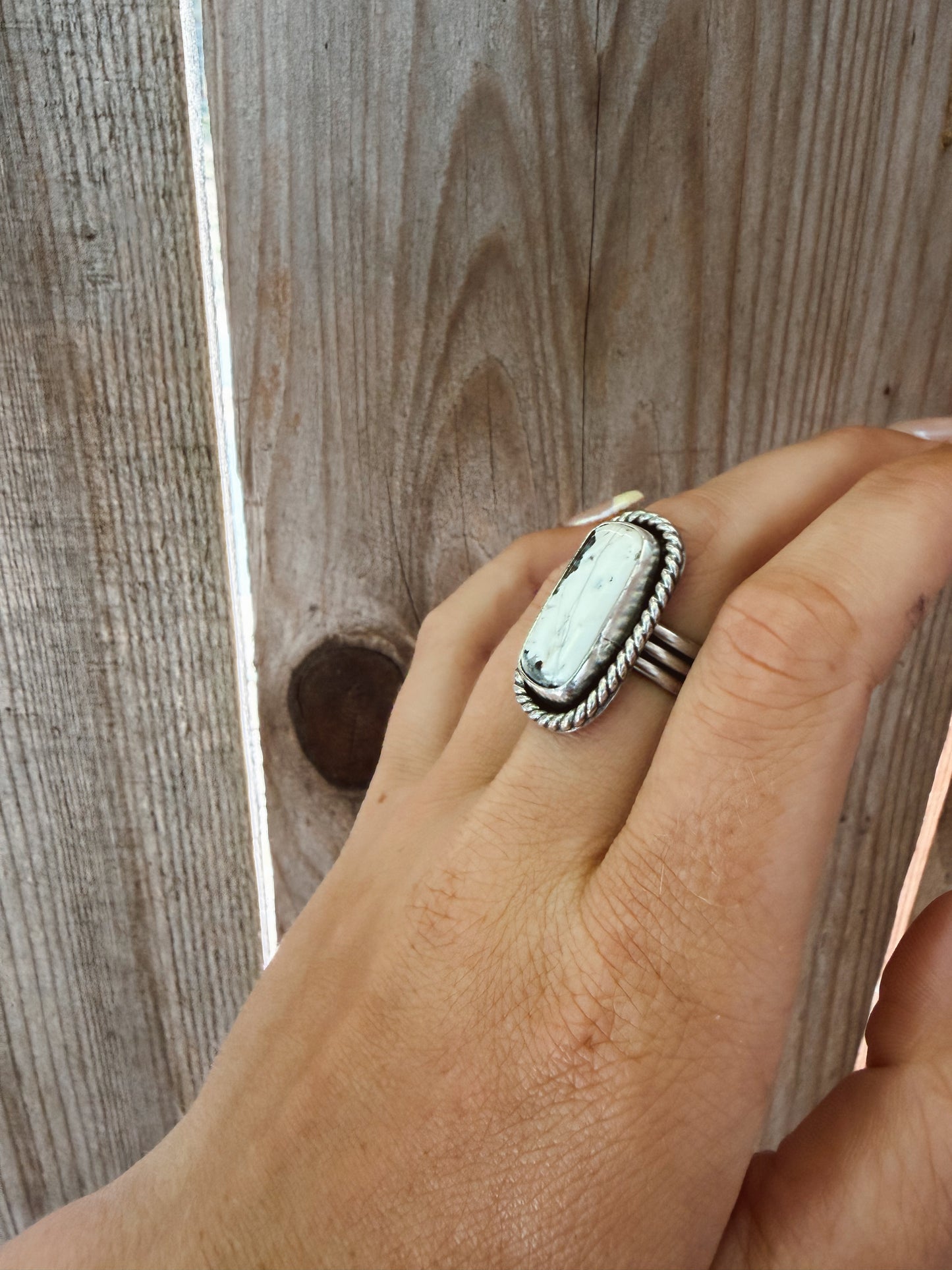 White Buffalo Ring Size 7 1/3