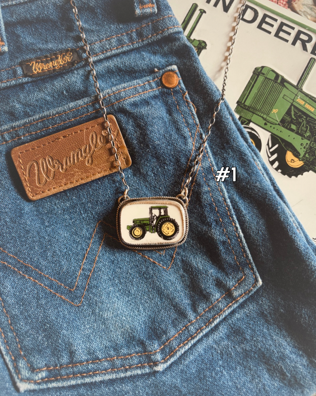 The John Deere Tractor Necklace Square