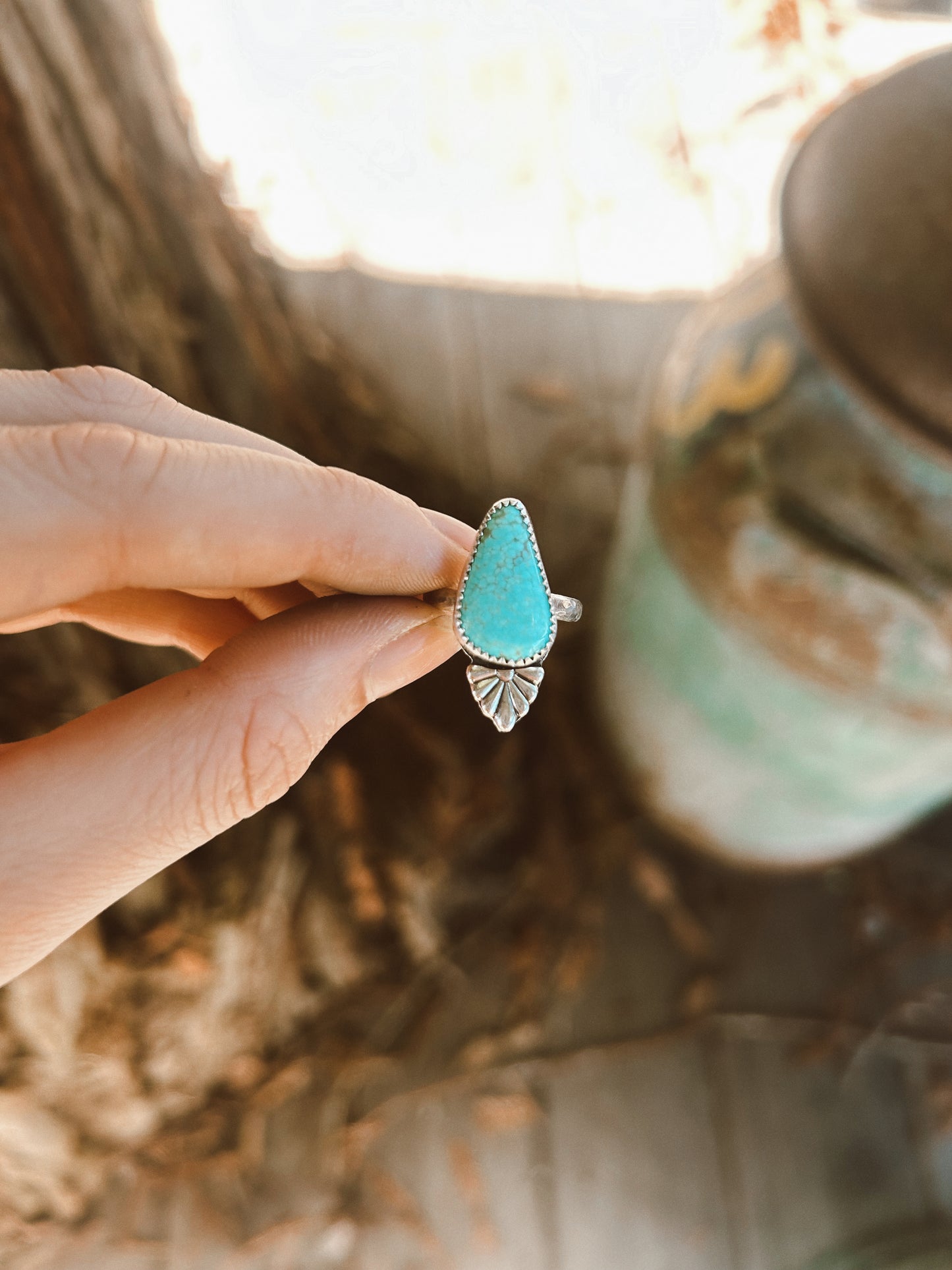 Turquoise Talavera Ring Size 6 1/3