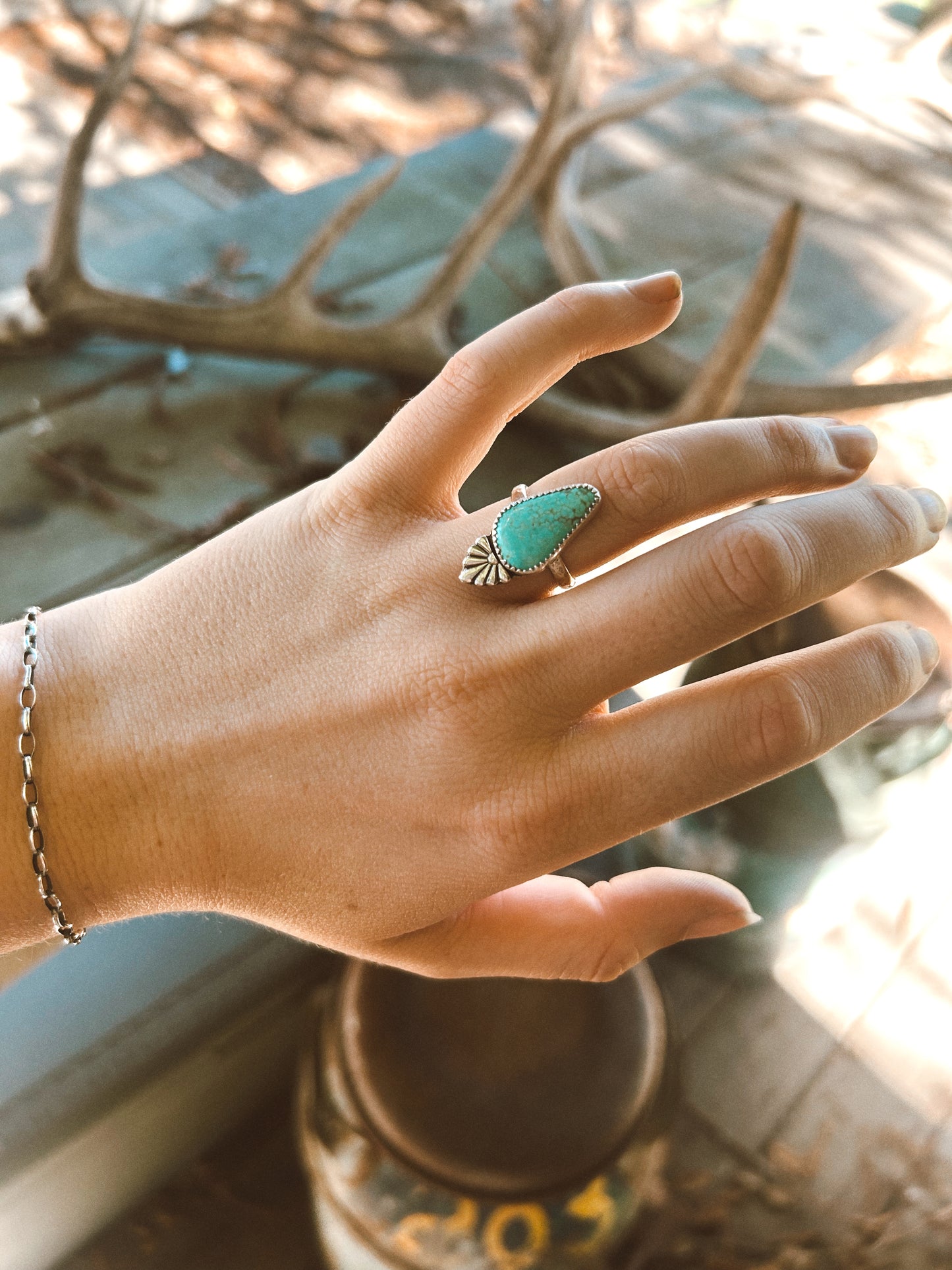 Turquoise Talavera Ring Size 6 1/3